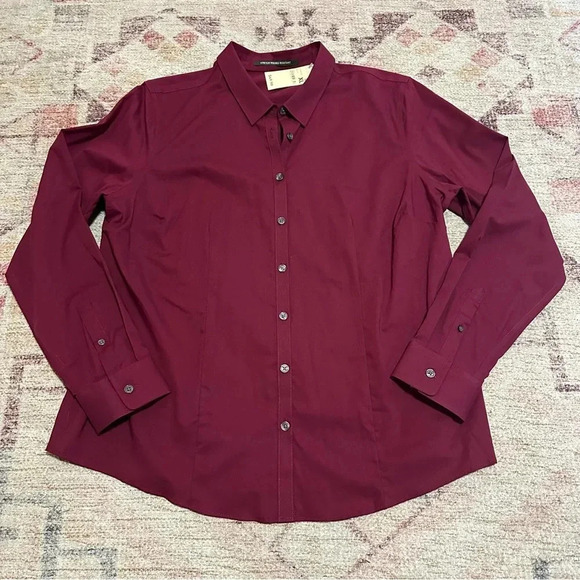 NWT Eddie Bauer maroon wrinkle resistant button down size XL - Picture 2 of 11